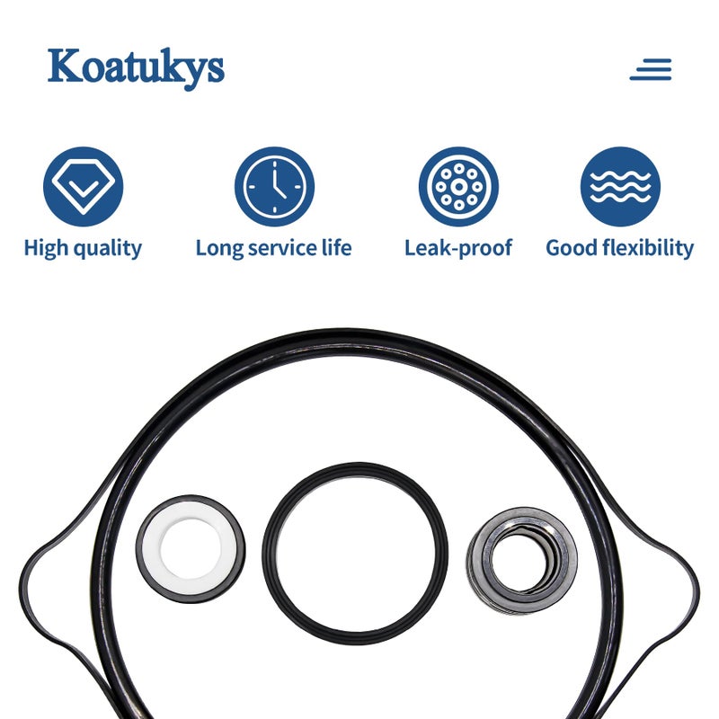 Koatukys SP3000X Shaft Seal Gaskets and O-Ring Kit for Hayward Super II Pool Pump Series with Diffuser  Lid Gasket  Housing Gasket and Shaft Seal Assembly SPX1600Z2 PS-201 - Image 4